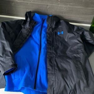 Boys Black Under Armour Jacket w/blue fleece insert